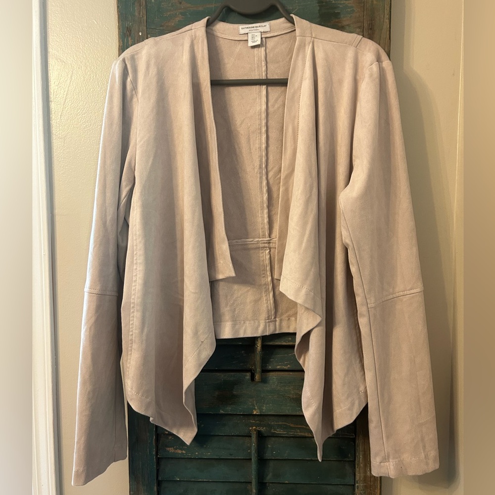 Beige faux suede stretchy jacket size large